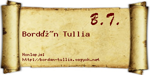 Bordán Tullia névjegykártya